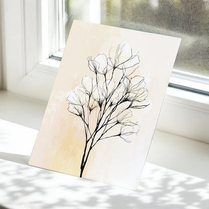 Neutral Cream Botanical Line Art Wall Art