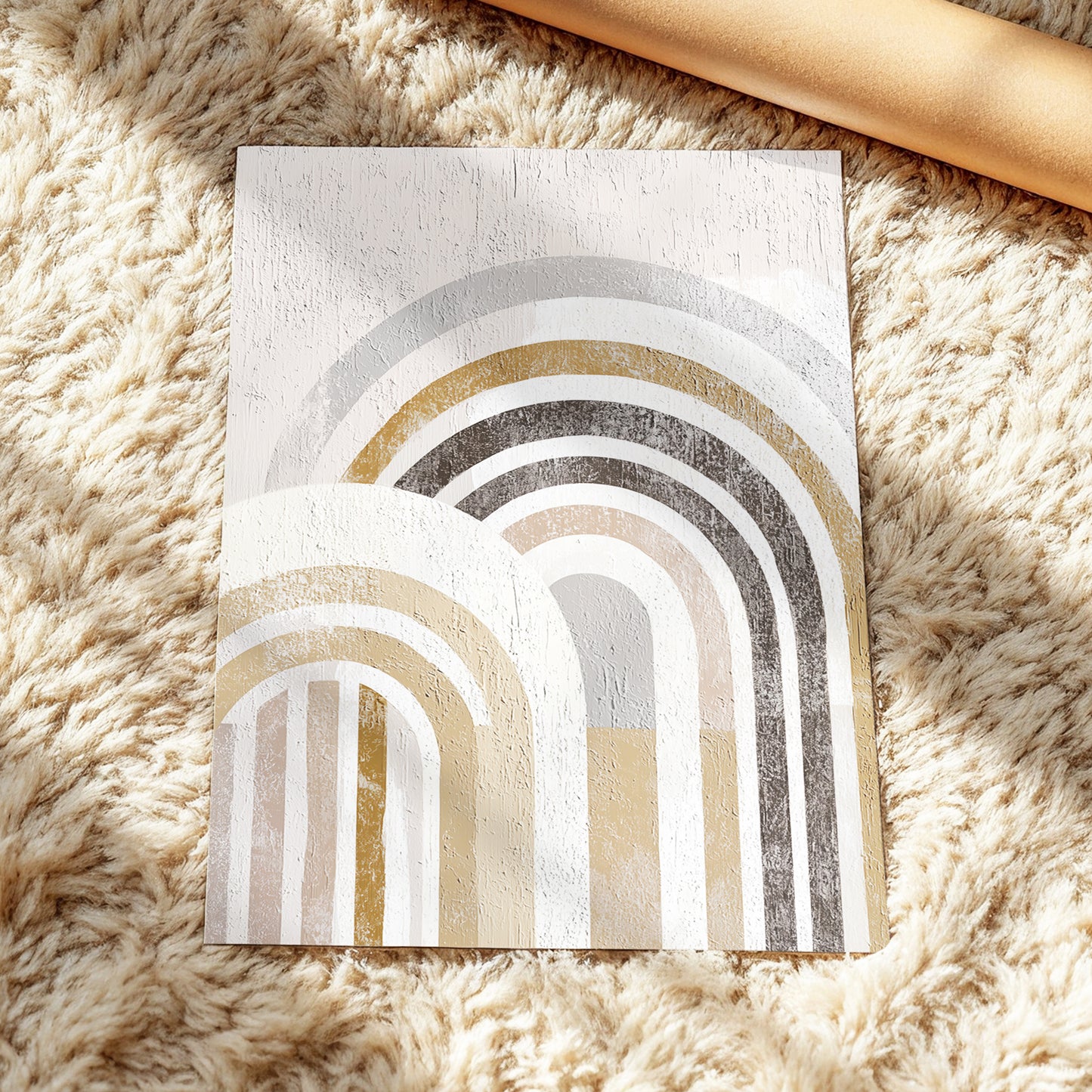Neutral Textured Rainbow Arch Wall Art
