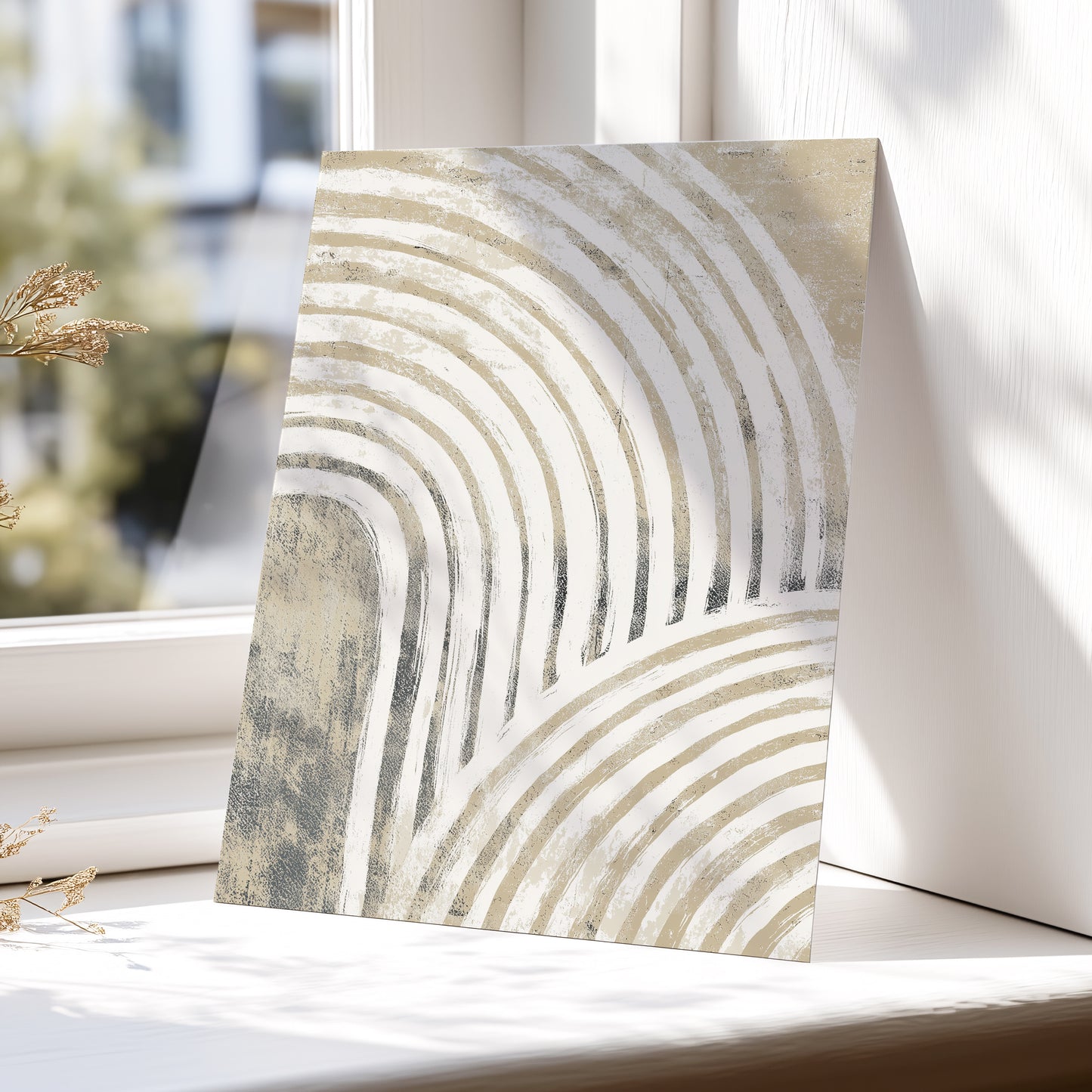 Neutral Beige Layered Rainbow Wall Art