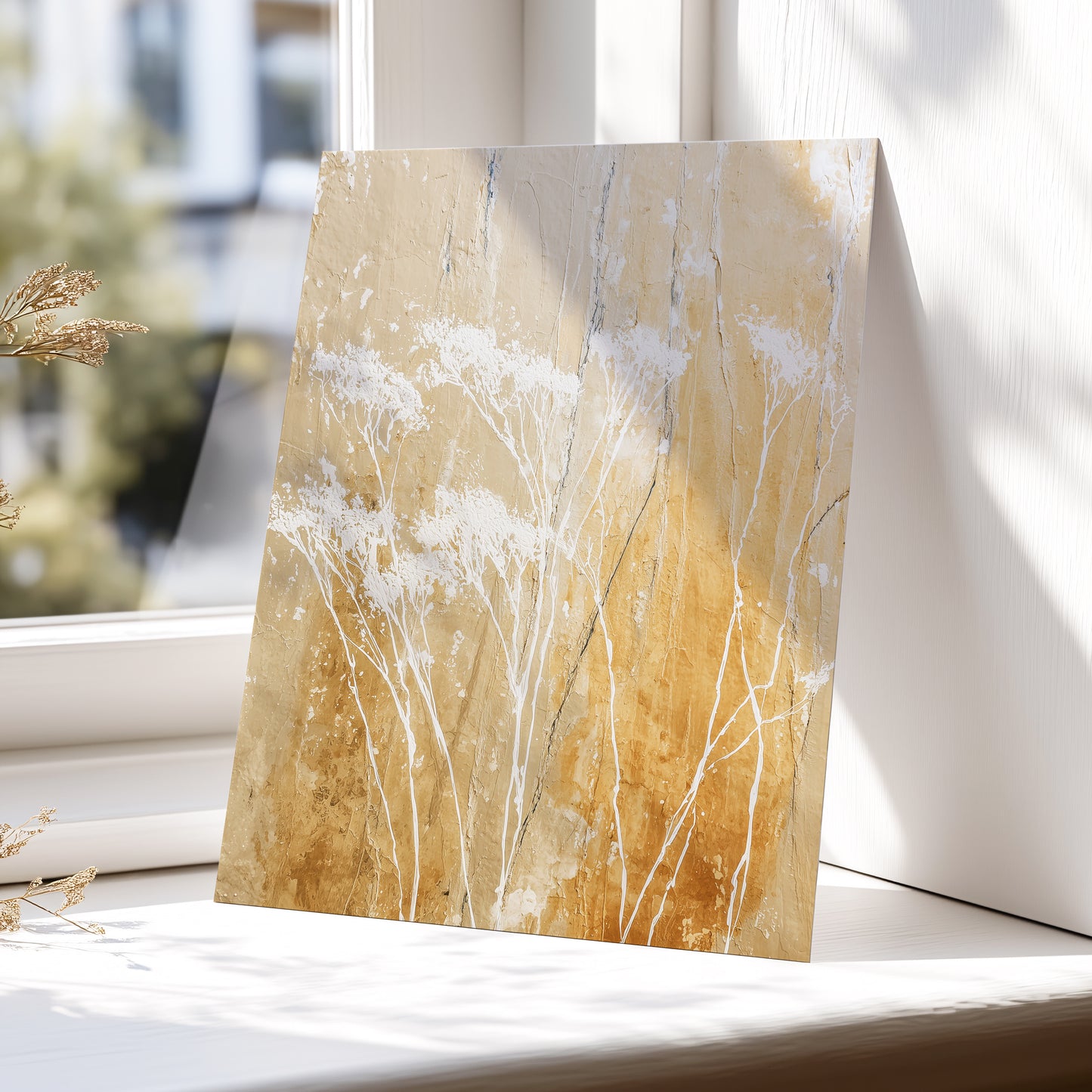 Warm Ochre Botanical Abstract Wall Art