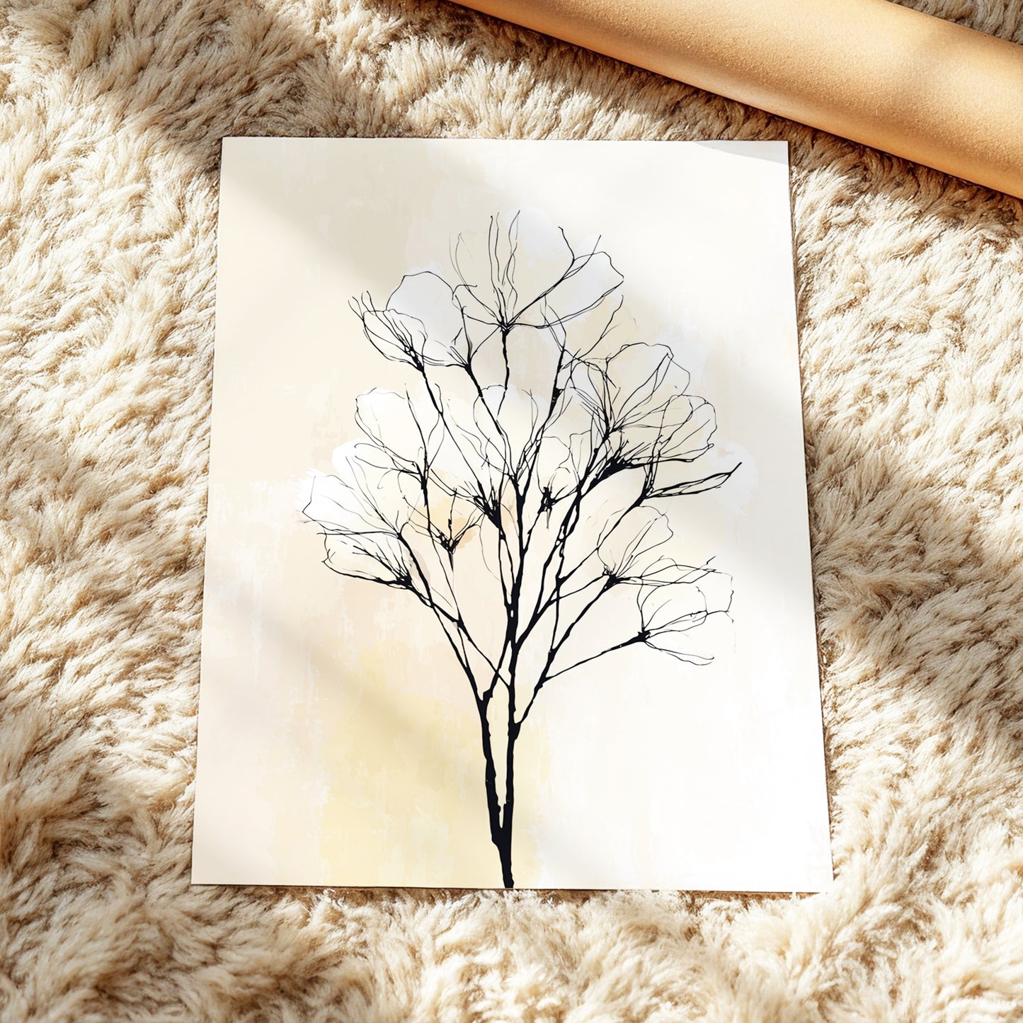 Neutral Cream Botanical Line Art Wall Art