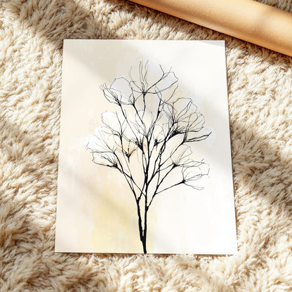 Neutral Cream Botanical Line Art Wall Art