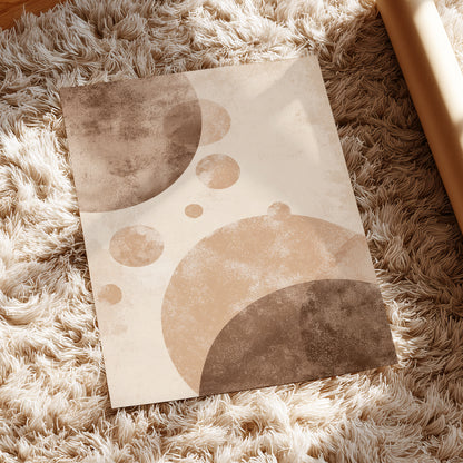 Neutral Brown Geometric Circles Abstract Wall Art