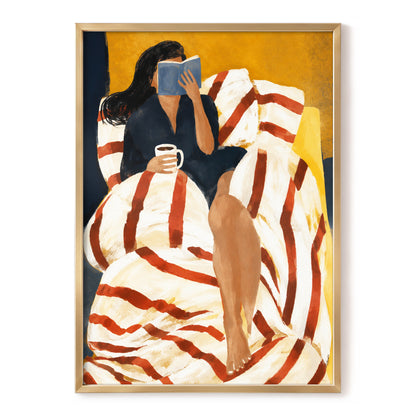 A Chapter in Ochre, yellow, beige, red abstract wall art, front artwork view