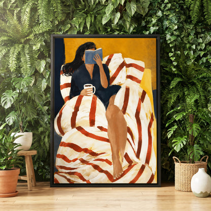 A Chapter in Ochre, yellow, beige, red abstract wall art displayed in a styled interior, gallery view 4