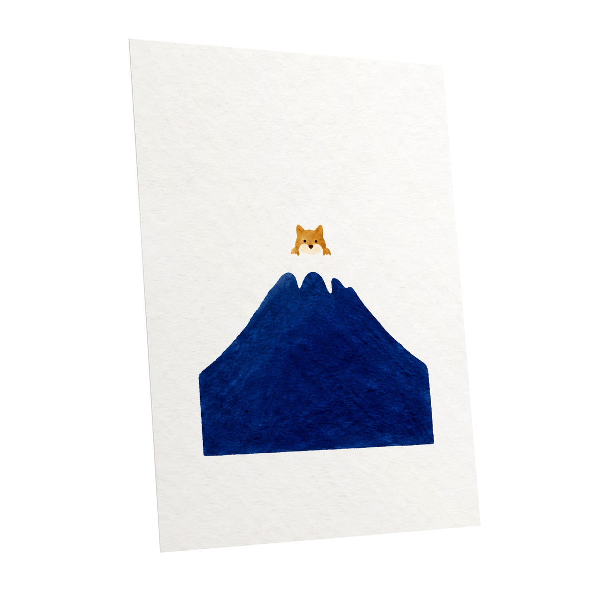 A Fox Above the Blue, blue, white, orange nature wall art shown as a unframed poster wall art print