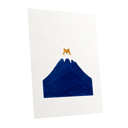 A Fox Above the Blue, blue, white, orange nature wall art shown as a unframed poster wall art print