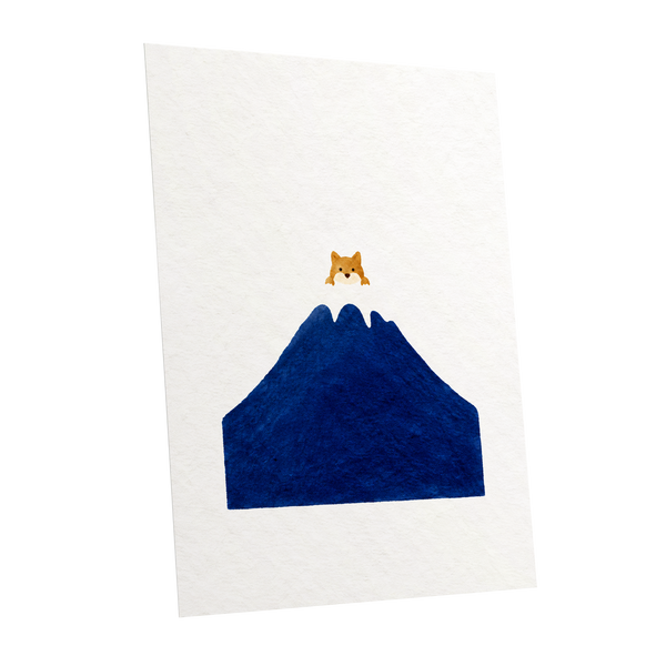 A Fox Above the Blue, blue, white, orange nature wall art shown as a unframed poster wall art print