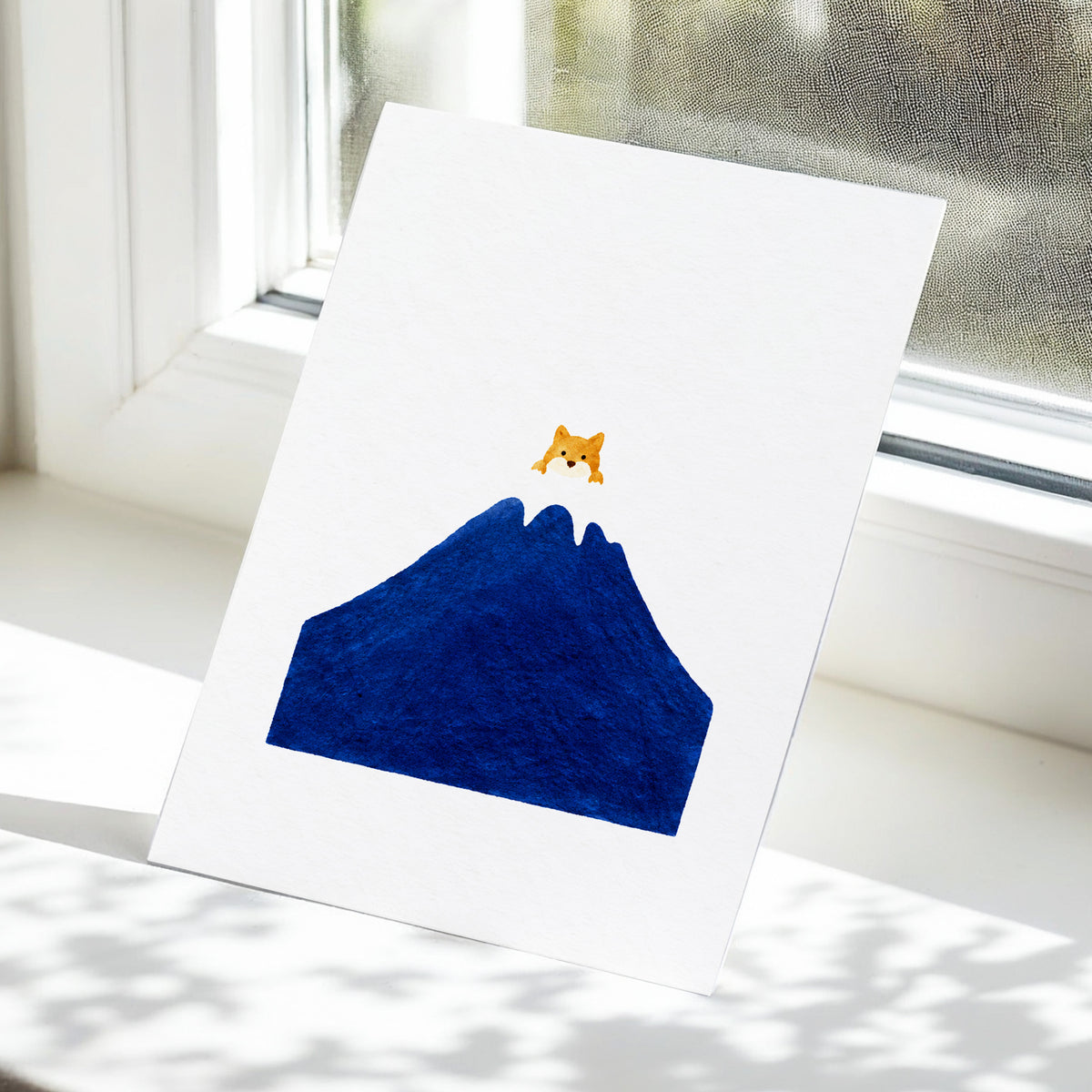 A Fox Above the Blue, blue, white, orange nature wall art displayed in a styled interior, gallery view 5