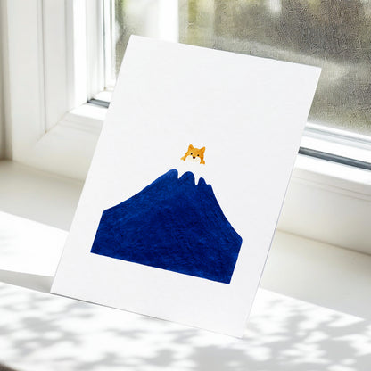 A Fox Above the Blue, blue, white, orange nature wall art displayed in a styled interior, gallery view 5