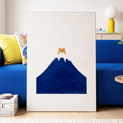A Fox Above the Blue, blue, white, orange nature wall art displayed in a styled interior, gallery view 7