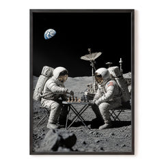 A Game Above Earth, black, gray, white minimalist wall art, front artwork view