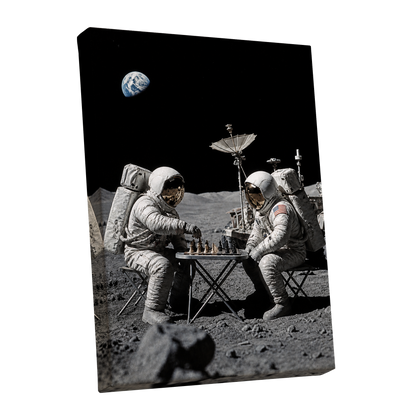 A Game Above Earth, black, gray, white minimalist wall art shown as a stretched canvas wall art
