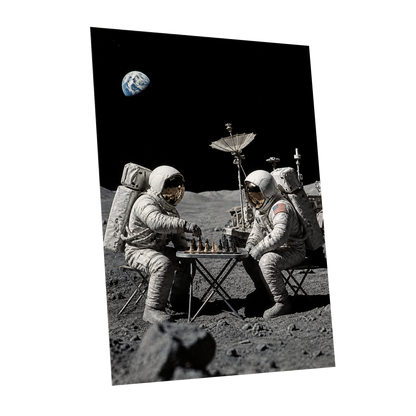 A Game Above Earth, black, gray, white minimalist wall art shown as a unframed poster wall art print