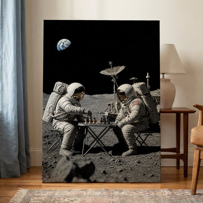 A Game Above Earth, black, gray, white minimalist wall art displayed in a styled interior, gallery view 7
