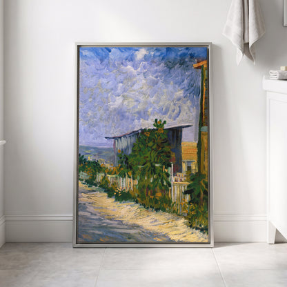 A Lane in Bloom, blue, green, yellow nature wall art displayed in a styled interior, gallery view 4