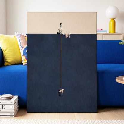 A Little Lift, blue, beige, black minimalist wall art displayed in a styled interior, gallery view 3