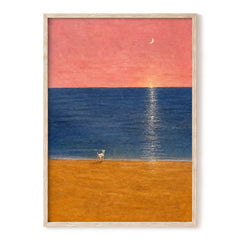 A Little Moonlit Wanderer, pink, blue, orange nature wall art, front artwork view