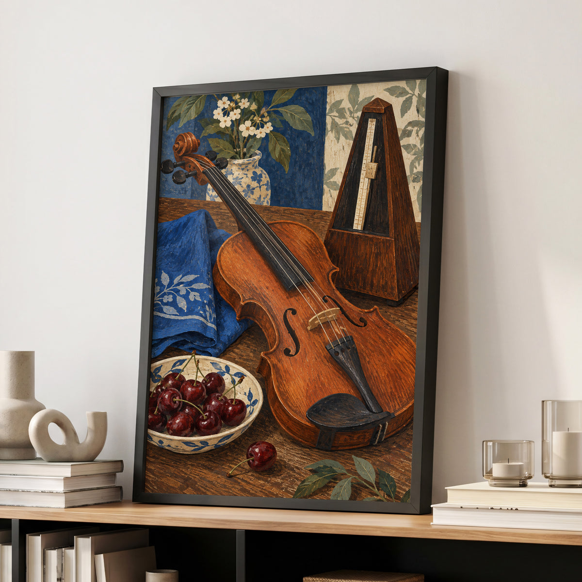 A Measure of Blue, brown, orange, blue abstract wall art displayed in a styled interior, gallery view 2