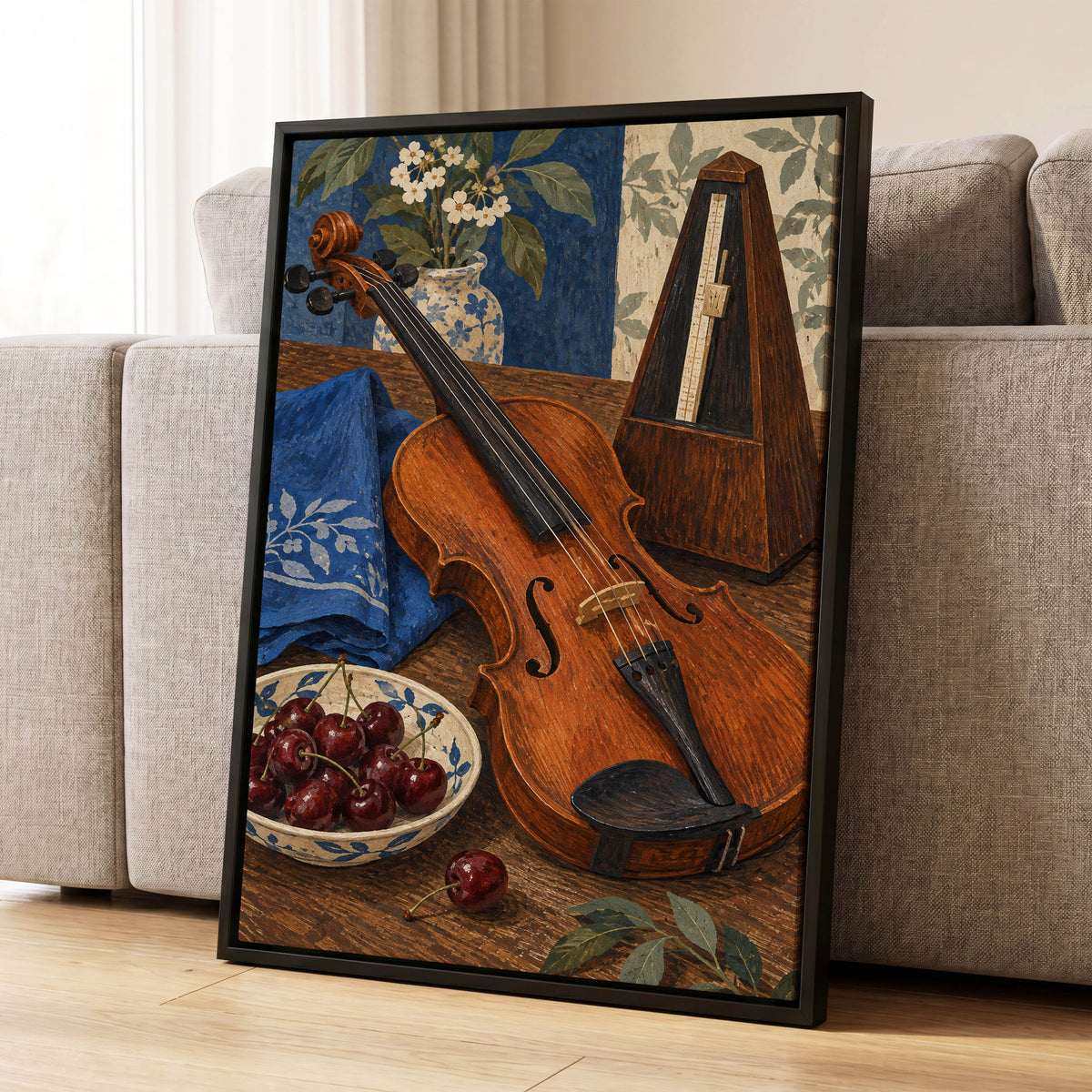 A Measure of Blue, brown, orange, blue abstract wall art displayed in a styled interior, gallery view 4