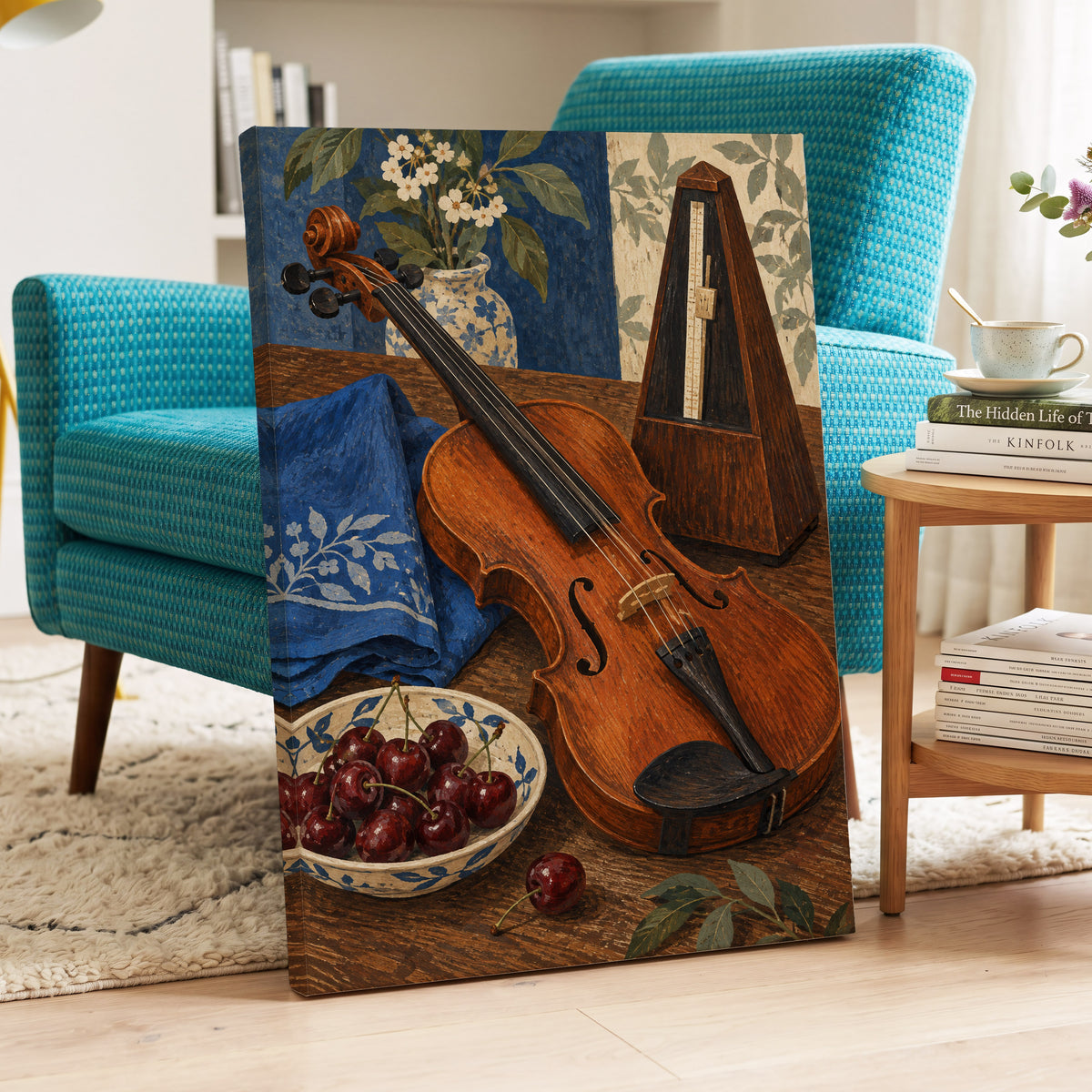 A Measure of Blue, brown, orange, blue abstract wall art displayed in a styled interior, gallery view 7