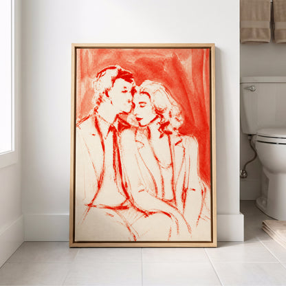 A Moment in Scarlet, red, pink, beige abstract wall art displayed in a styled interior, gallery view 8