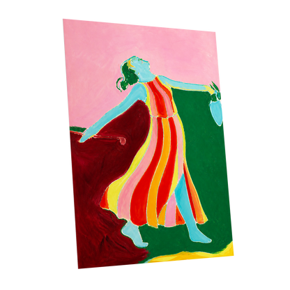 A Moment Unbound, pink, green, blue abstract wall art shown as a unframed poster wall art print