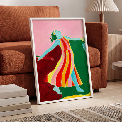 A Moment Unbound, pink, green, blue abstract wall art displayed in a styled interior, gallery view 2