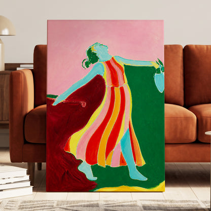 A Moment Unbound, pink, green, blue abstract wall art displayed in a styled interior, gallery view 3