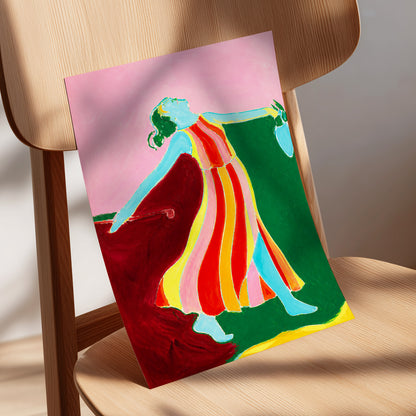 A Moment Unbound, pink, green, blue abstract wall art displayed in a styled interior, gallery view 5
