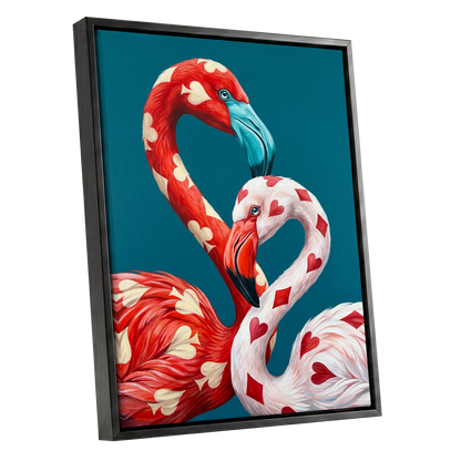 A Pair of Wild Cards, red, white, blue nature wall art shown as a black framed canvas wall art