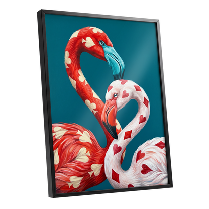 A Pair of Wild Cards, red, white, blue nature wall art shown as a black framed poster wall art print