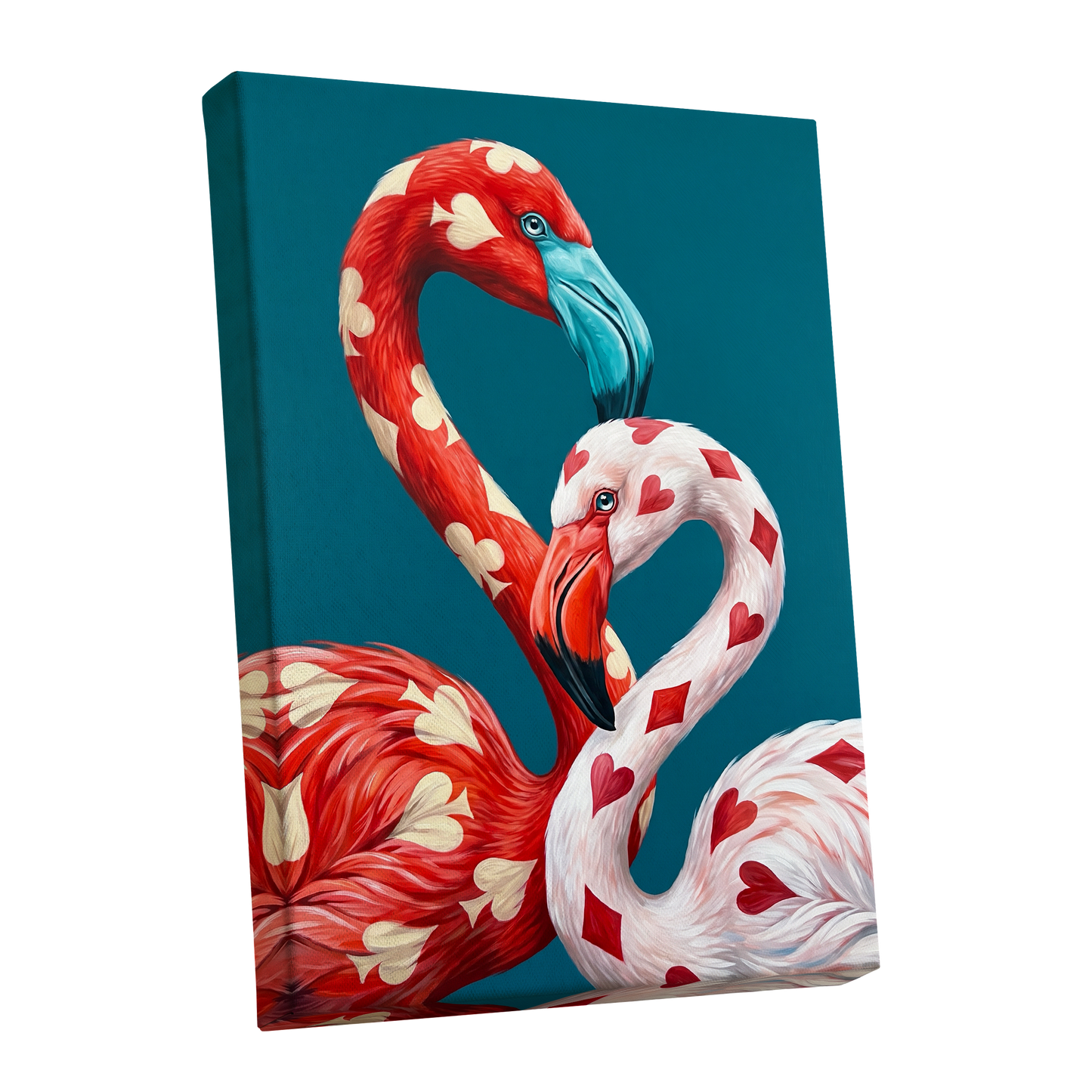 A Pair of Wild Cards, red, white, blue nature wall art shown as a stretched canvas wall art