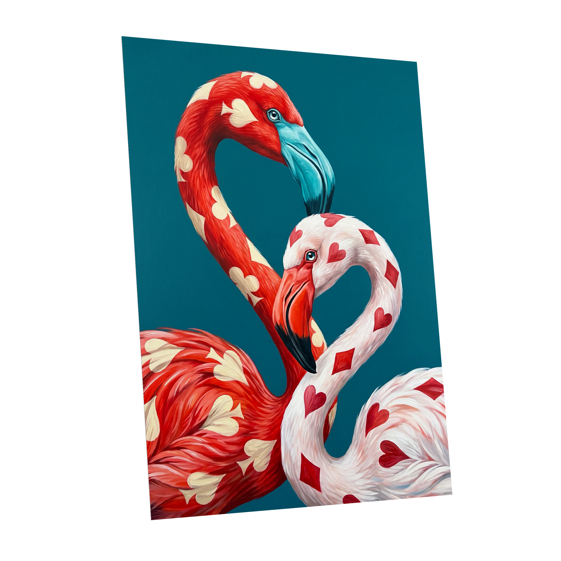 A Pair of Wild Cards, red, white, blue nature wall art shown as a unframed poster wall art print