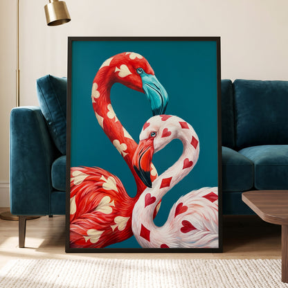 A Pair of Wild Cards, red, white, blue nature wall art displayed in a styled interior, gallery view 2