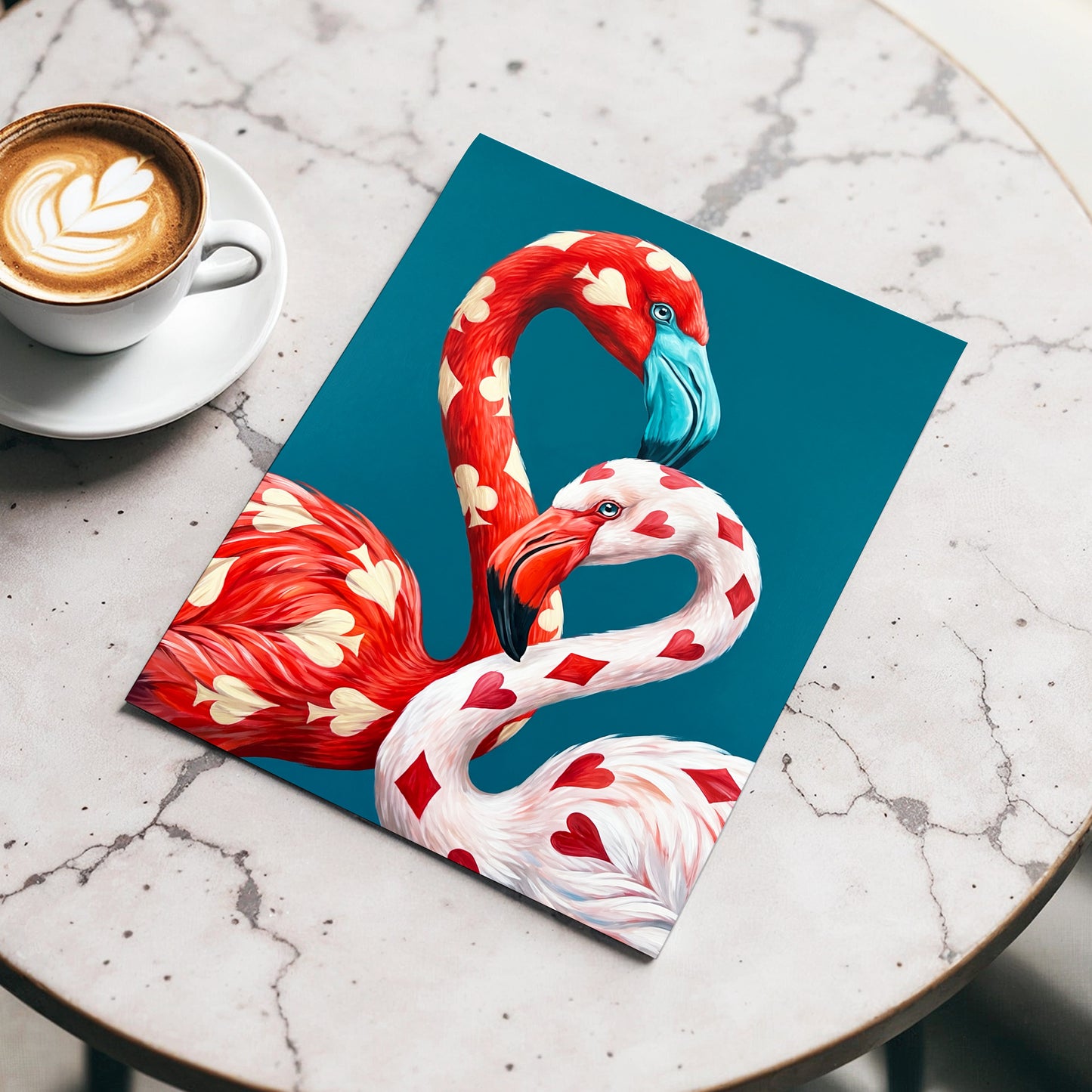 A Pair of Wild Cards, red, white, blue nature wall art displayed in a styled interior, gallery view 5