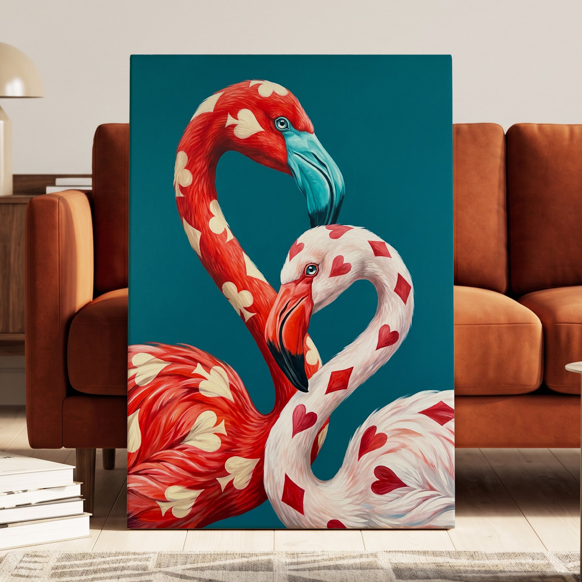A Pair of Wild Cards, red, white, blue nature wall art displayed in a styled interior, gallery view 7
