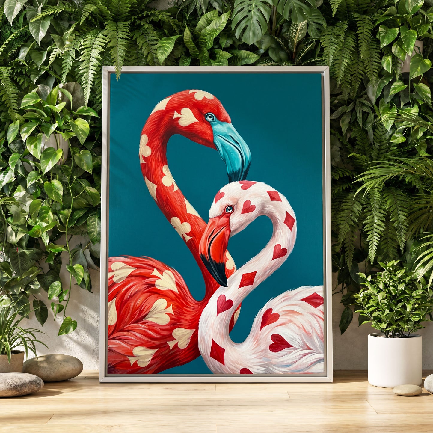 A Pair of Wild Cards, red, white, blue nature wall art displayed in a styled interior, gallery view 8