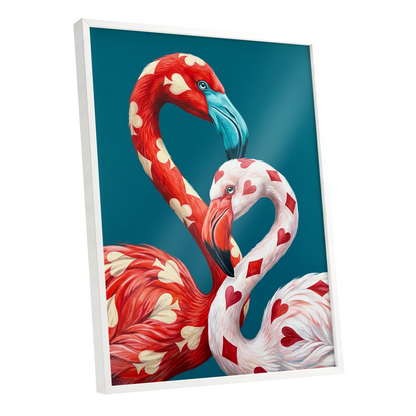 A Pair of Wild Cards, red, white, blue nature wall art shown as a white framed poster wall art print
