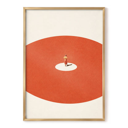 A Quiet Centre, orange, beige, red minimalist wall art, front artwork view