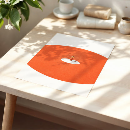 A Quiet Centre, orange, beige, red minimalist wall art displayed in a styled interior, gallery view 5
