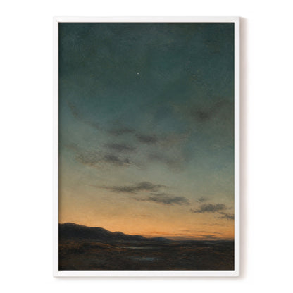 A Star Above the Quiet, blue, green, orange nature wall art, front artwork view