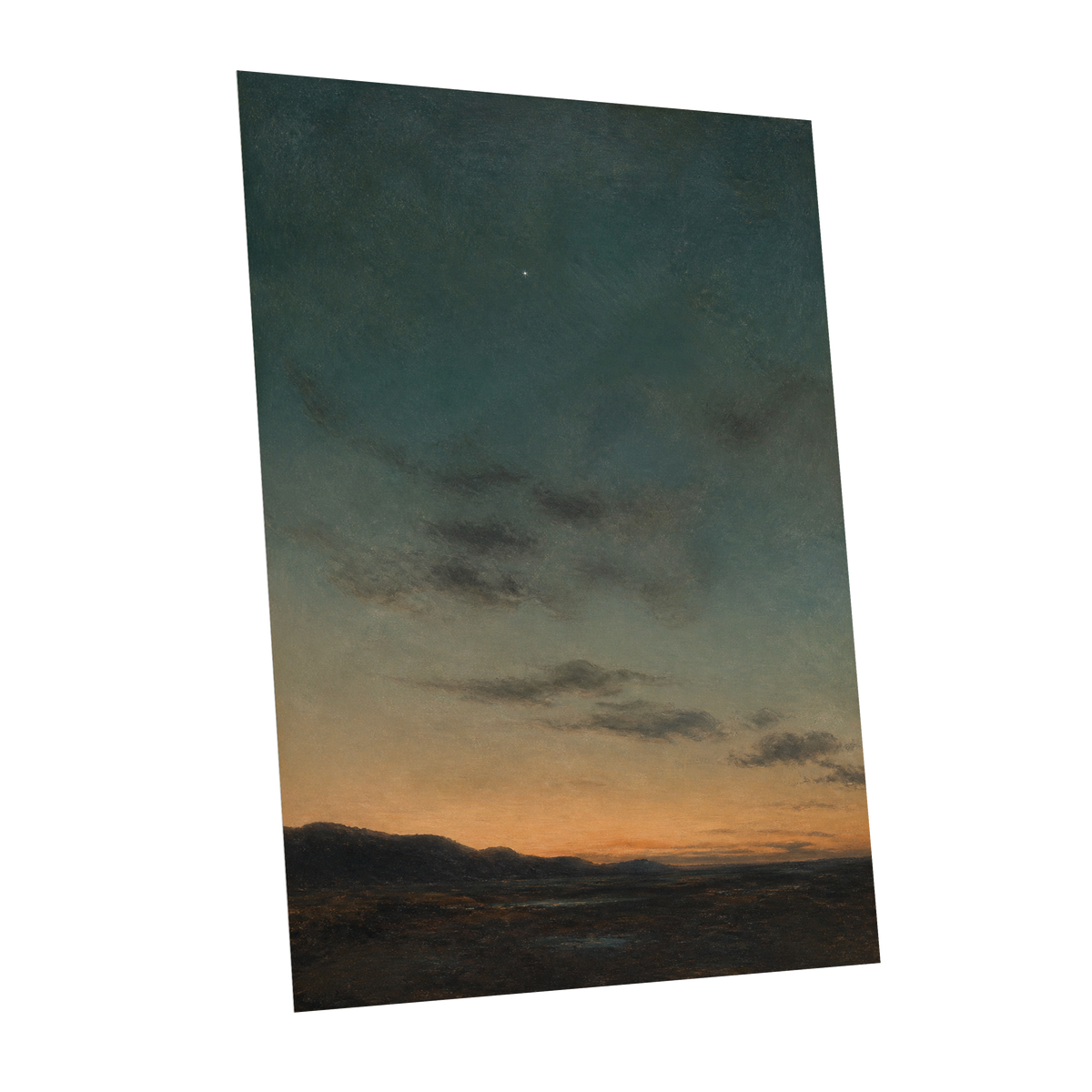 A Star Above the Quiet, blue, green, orange nature wall art shown as a unframed poster wall art print