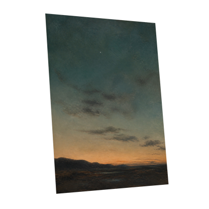 A Star Above the Quiet, blue, green, orange nature wall art shown as a unframed poster wall art print
