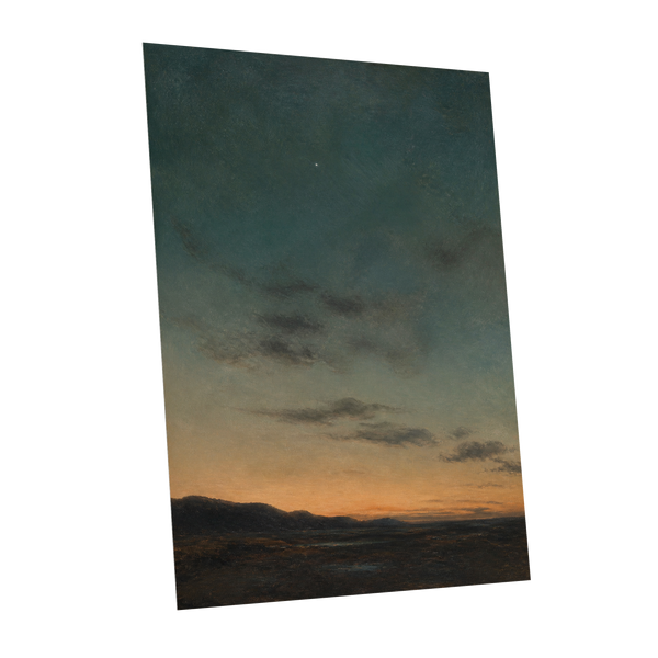 A Star Above the Quiet, blue, green, orange nature wall art shown as a unframed poster wall art print