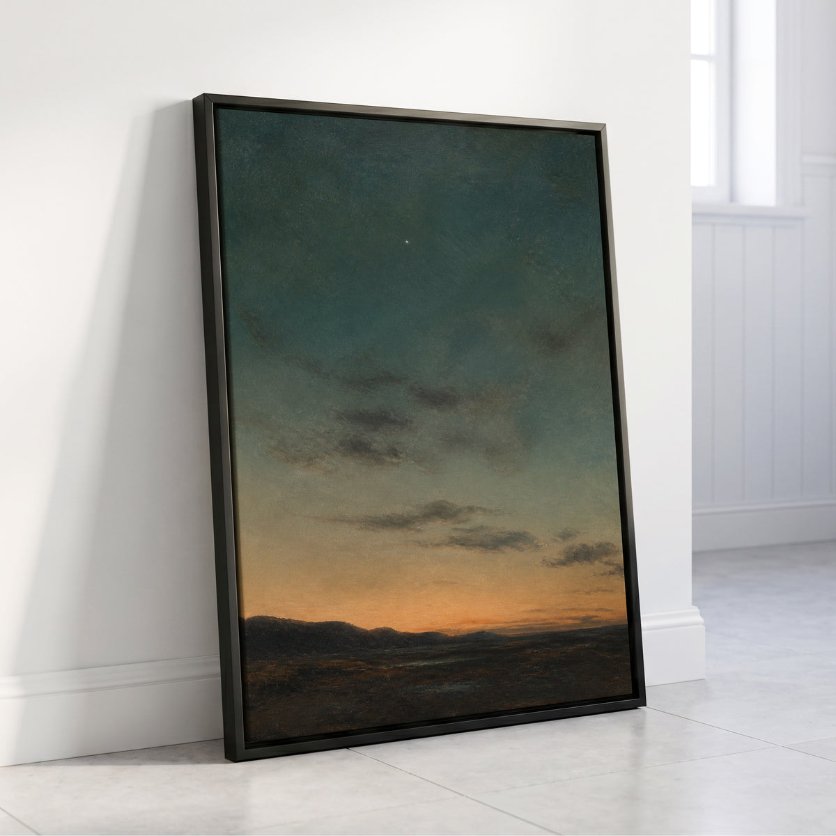 A Star Above the Quiet, blue, green, orange nature wall art displayed in a styled interior, gallery view 4