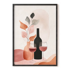 A Toast in Terracotta, beige, black, pink minimalist wall art, front artwork view