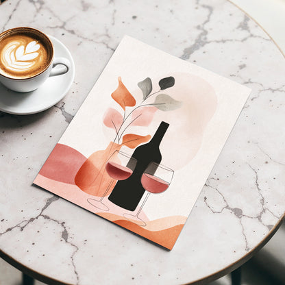 A Toast in Terracotta, beige, black, pink minimalist wall art displayed in a styled interior, gallery view 3
