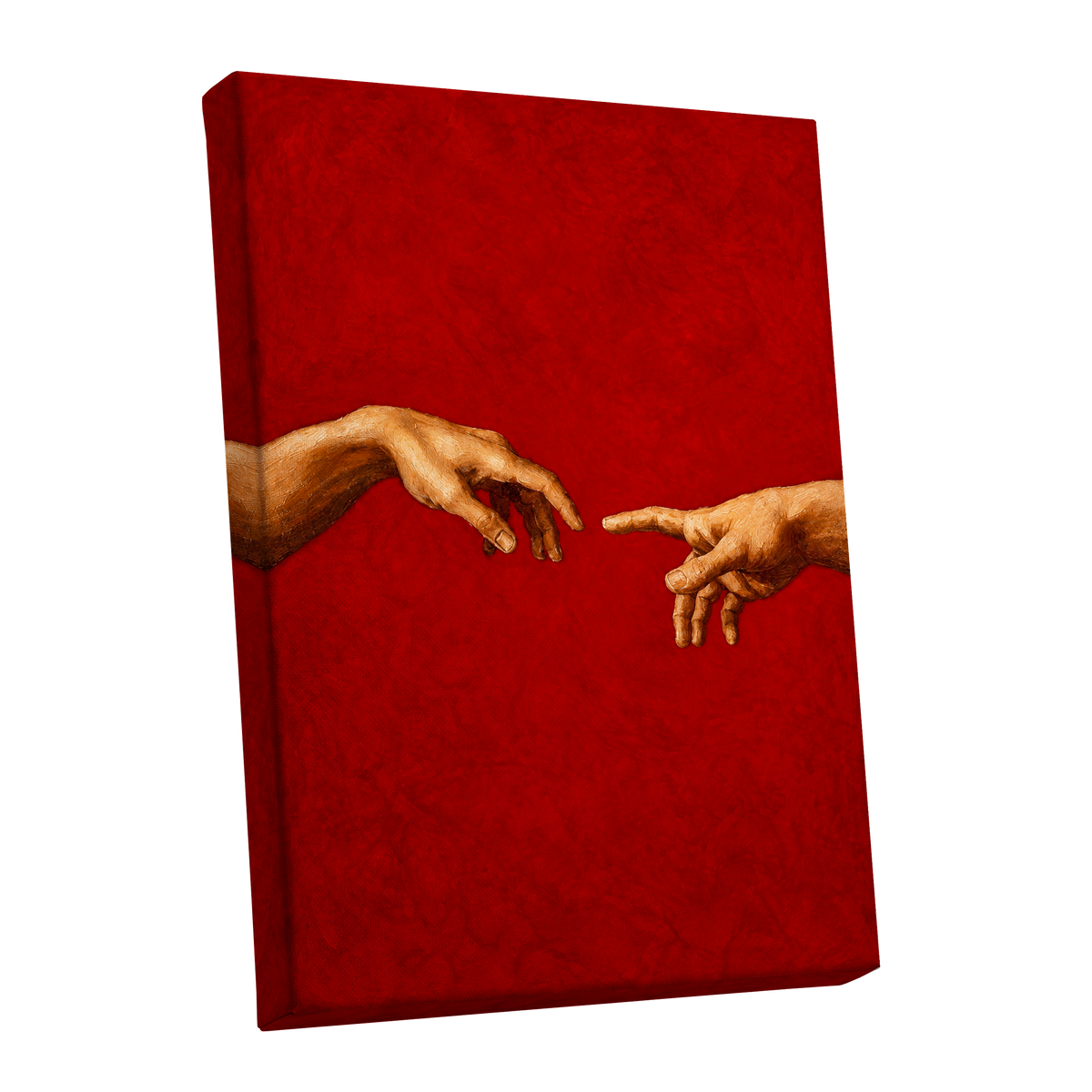 A Touch of Vermilion, red, gold, brown minimalist wall art shown as a stretched canvas wall art