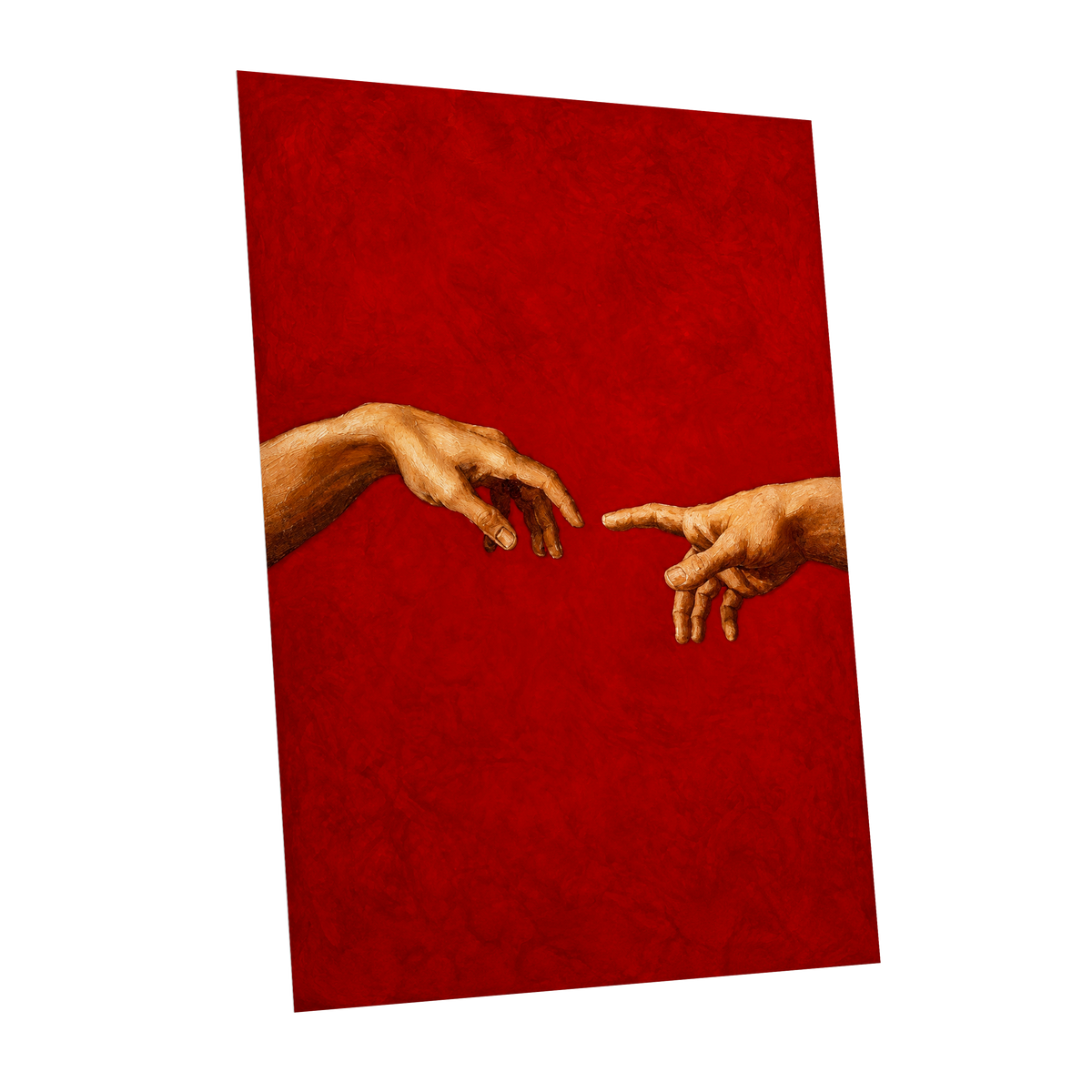 A Touch of Vermilion, red, gold, brown minimalist wall art shown as a unframed poster wall art print